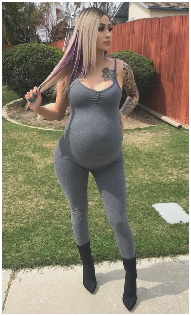 pregnant grey tight bodysuit.jpg