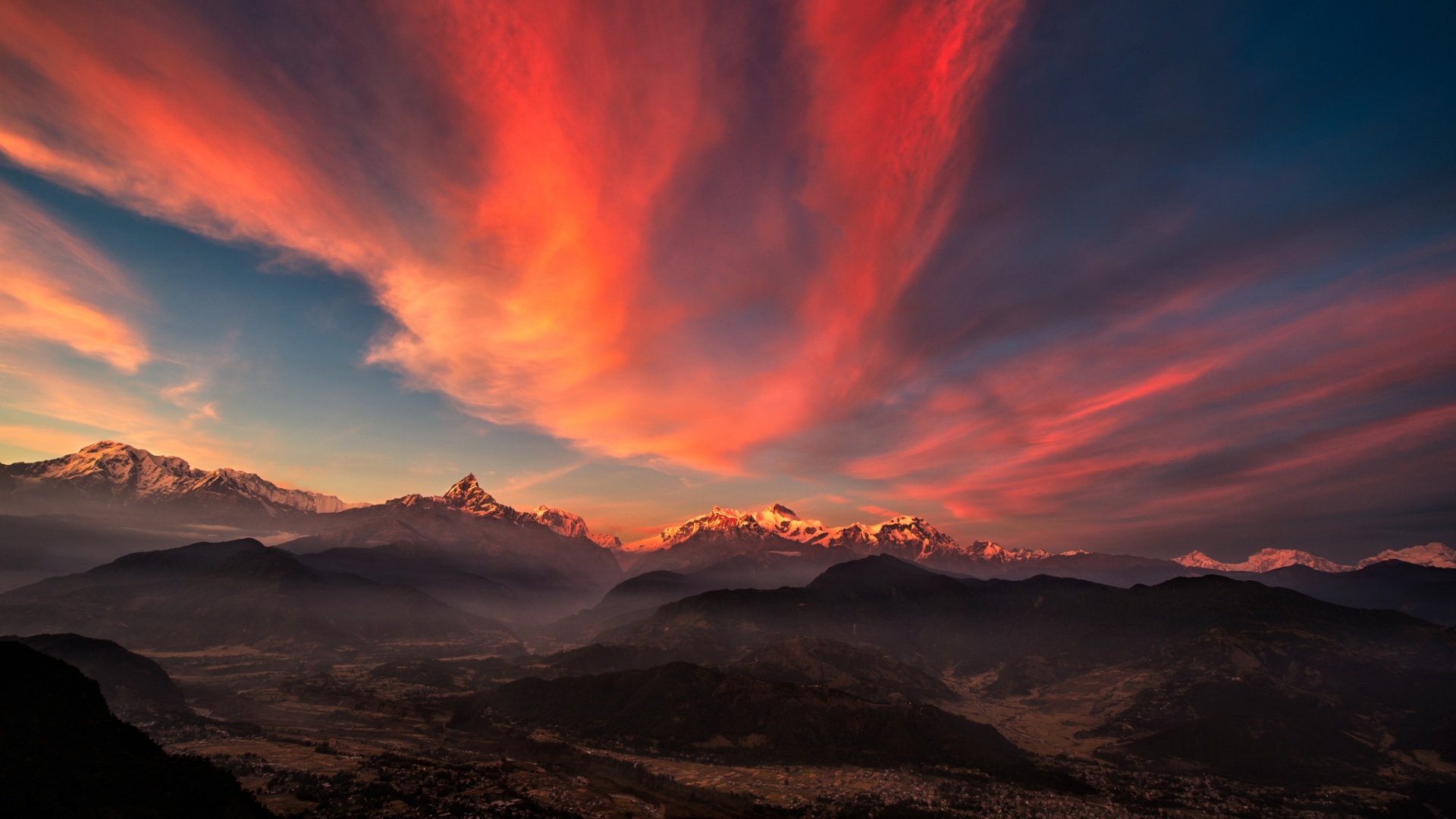 tibet_mountains_sunset_sky_panor