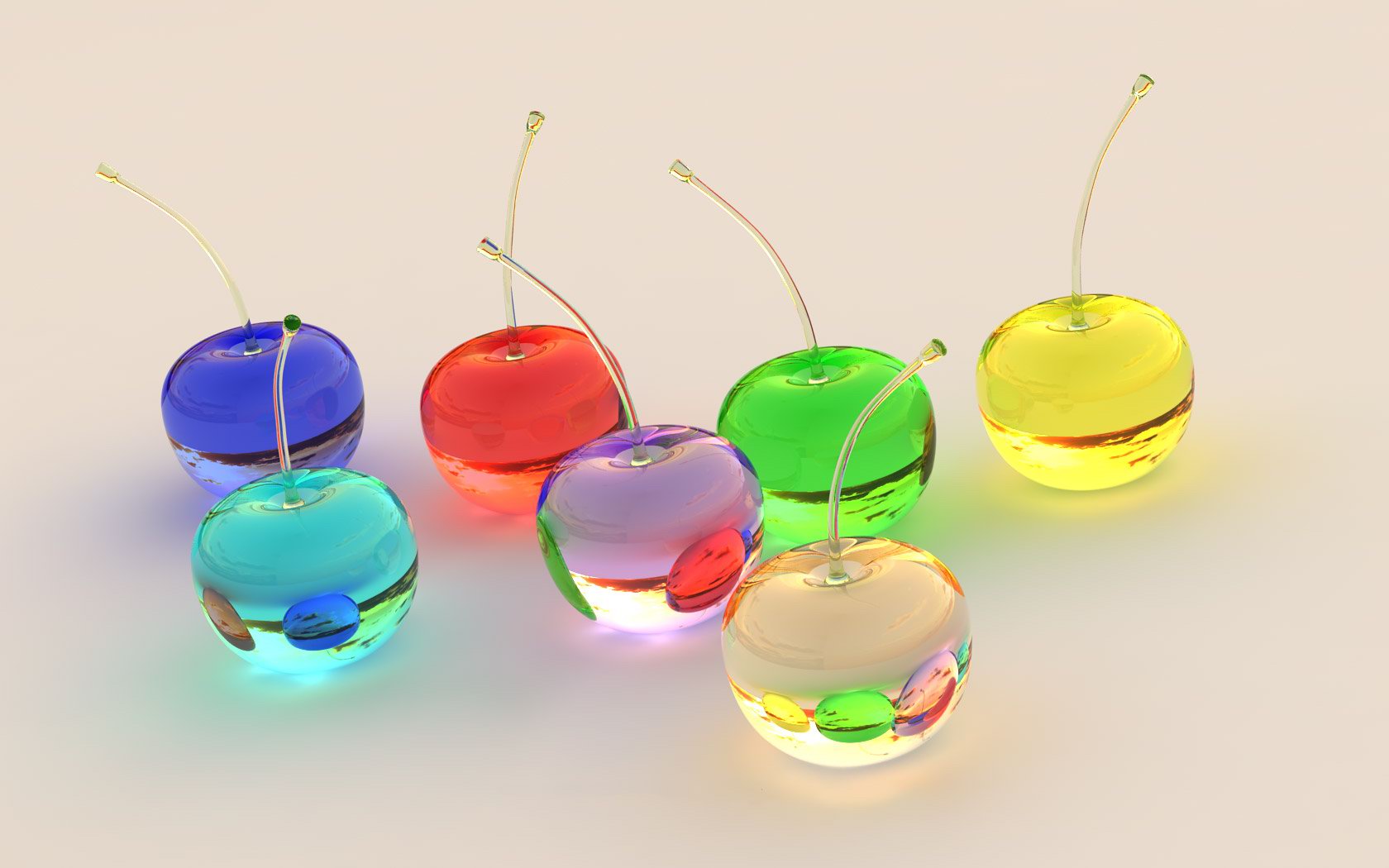 3D-Glas-Kirschen-Uhren-Zitronen-
